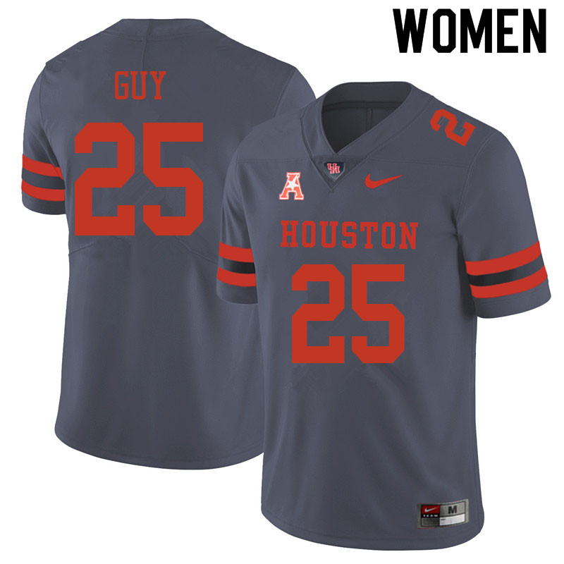 Women #25 Cameran Guy Houston Cougars College Football Jerseys Sale-Gray